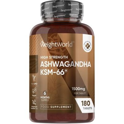 WeightWorld Ashwagandha KSM-66 Alta Potência 1500mg Comprimidos - Estoque para 6 Meses WeightWorld Ashwagandha KSM-66 Alta Potência 1500mg Comprimidos - Estoque para 6 Meses