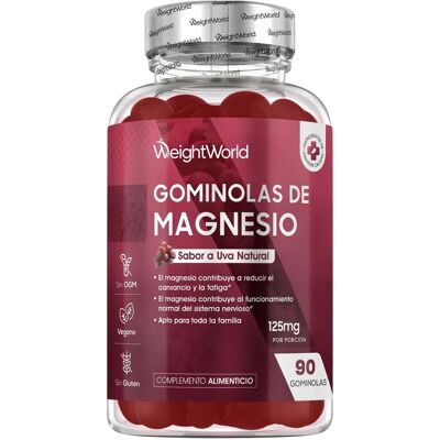 Gomas veganas de magnésio citrato WeightWorld - 90 unidades - 125mg - Stress & Músculos Gomas veganas de magnésio citrato WeightWorld - 90 unidades - 125mg - Stress & Músculos