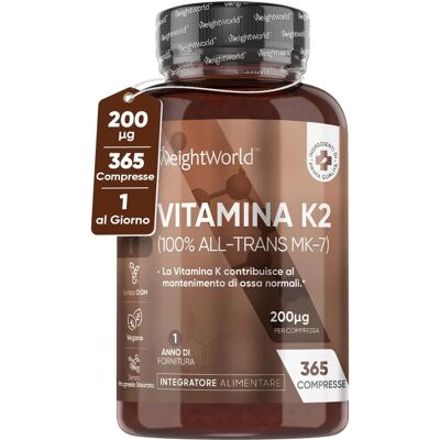 WeightWorld Vitamina K2 MK7 200mcg - 365 Veganas Comprimidos K2 WeightWorld Vitamina K2 MK7 200mcg - 365 Veganas Comprimidos K2