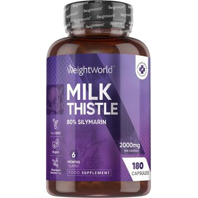 Capsule di cardo mariano vegane - Fornitura di 3 mesi - Supporto al fegato Capsule di cardo mariano vegane - Fornitura di 3 mesi - Supporto al fegato