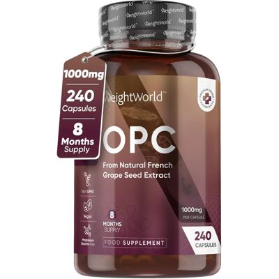 WeightWorld Extrato de Sementes de Uva Francês 240 Cápsulas - Apoio Antioxidante WeightWorld Extrato de Sementes de Uva Francês 240 Cápsulas - Apoio Antioxidante
