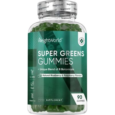 Gomas Super Greens Veganas da WeightWorld - Mirtilo & Framboesa - Suplemento Alimentar Gomas Super Greens Veganas da WeightWorld - Mirtilo & Framboesa - Suplemento Alimentar