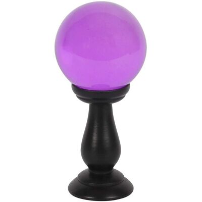 N/A - Large Purple Crystal Ball with Wooden Stand N/A - Large Purple Crystal Ball with Wooden Stand