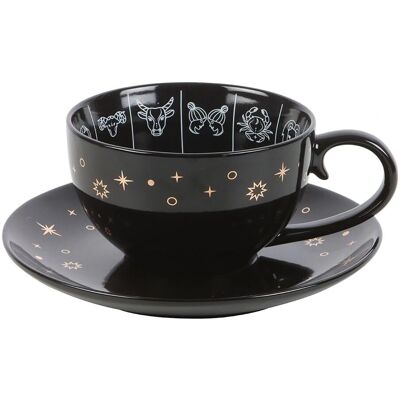Zodiac Teacup - Astrology Fortune Telling - Black - Saucer - Tea Coffee - New Zodiac Teacup - Astrology Fortune Telling - Black - Saucer - Tea Coffee - New