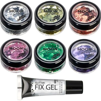 Moon Glitter - Glitter Chunky Classique - Ensemble de 6 Argent/Or/Copper - Publicité Moon Glitter - Glitter Chunky Classique - Ensemble de 6 Argent/Or/Copper - Publicité