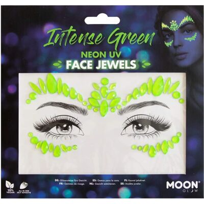 Bijoux pour le visage Moon Glow - Vert intense - Pour festivals et Halloween - Publicité Bijoux pour le visage Moon Glow - Vert intense - Pour festivals et Halloween - Publicité
