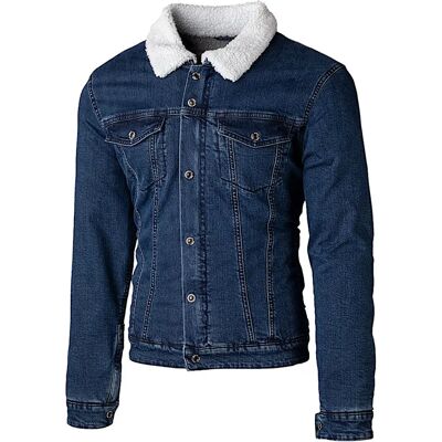 Giacca in Tessuto Sherpa Denim Rst - Blu - Giacca Moto in Denim Giacca in Tessuto Sherpa Denim Rst - Blu - Giacca Moto in Denim
