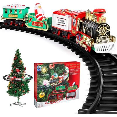 SHATCHI - Set de tren navideño - Luces y sonidos festivos - Para la mayoría de árboles SHATCHI - Set de tren navideño - Luces y sonidos festivos - Para la mayoría de árboles