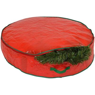 SHATCHI Red Storage Bag for Christmas Wreaths - Durable, Waterproof, 55cm SHATCHI Red Storage Bag for Christmas Wreaths - Durable, Waterproof, 55cm