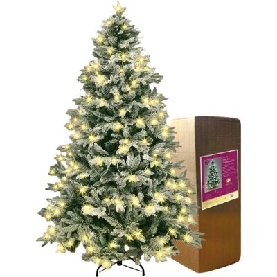 SHATCHI 7Ft/2.1M Pre Lit Lapland Fir Christmas Tree Snow Flocked - Christmas Tree SHATCHI 7Ft/2.1M Pre Lit Lapland Fir Christmas Tree Snow Flocked - Christmas Tree