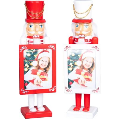 Shatchi Christmas Nutcrackers Wooden Figures 38cm Photo Holders Xmas Ornament 2pcs Set Shatchi Christmas Nutcrackers Wooden Figures 38cm Photo Holders Xmas Ornament 2pcs Set