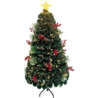 Shatchi 3ft Fiber Optic Christmas Tree Pre-Lit Green Pine Cone Berry Xmas Decor - Christmas Tree Shatchi 3ft Fiber Optic Christmas Tree Pre-Lit Green Pine Cone Berry Xmas Decor - Christmas Tree
