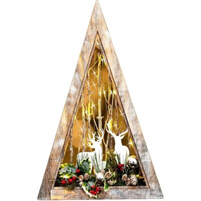 Shatchi Christmas Wooden Reindeer Scene LED Tabletop Triangle Frame - Home Decor Shatchi Christmas Wooden Reindeer Scene LED Tabletop Triangle Frame - Home Decor