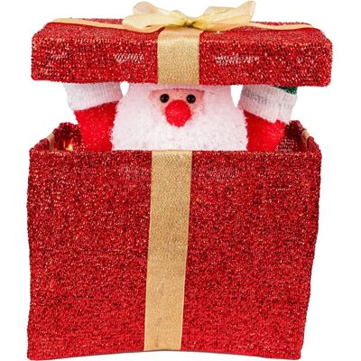 Shatchi 32cm LED Gift Box Santa Xmas Decor Shatchi 32cm LED Gift Box Santa Xmas Decor