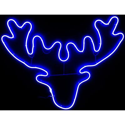 SHATCHI Blue Stag Head Neon Effect Rope Light - Wall Christmas Decorations SHATCHI Blue Stag Head Neon Effect Rope Light - Wall Christmas Decorations