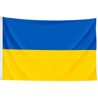 Bandera de Ucrania SHATCHI 1,5m x 3ft con Ojalillos - Decoración deportiva y hogar Bandera de Ucrania SHATCHI 1,5m x 3ft con Ojalillos - Decoración deportiva y hogar