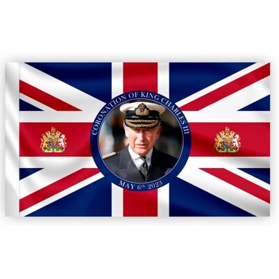 SHATCHI Bandiera Union Jack di Re Carlo III 5x3FT - Bandiera SHATCHI Bandiera Union Jack di Re Carlo III 5x3FT - Bandiera