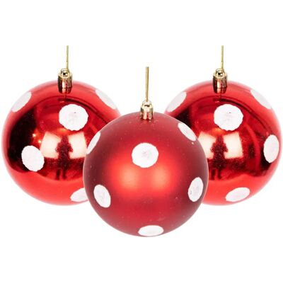 SHATCHI Polka Dots 6 Pieces Christmas Baubles - Christmas Decorations SHATCHI Polka Dots 6 Pieces Christmas Baubles - Christmas Decorations