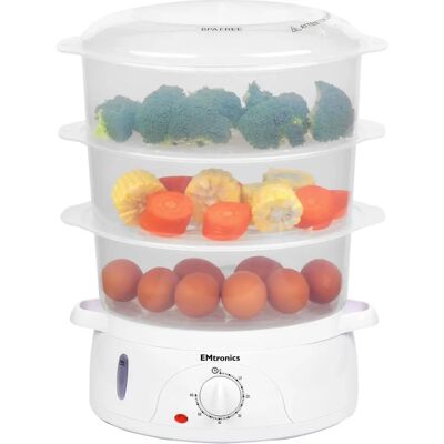 EMtronics - 3 Tier Steamer 10L - Timer - Steamer EMtronics - 3 Tier Steamer 10L - Timer - Steamer