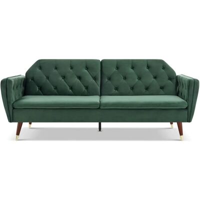 Victoria - Emerald Green Velvet Sofa Bed - Tufted Back Victoria - Emerald Green Velvet Sofa Bed - Tufted Back