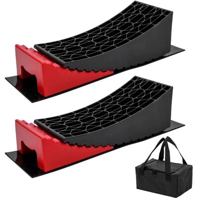 Katsu Caravan Levelling Ramps with Chocks - Red/Black - 40x15x11 - Ramps Katsu Caravan Levelling Ramps with Chocks - Red/Black - 40x15x11 - Ramps