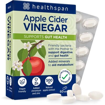 Healthspan Apple Cider Vinegar 500mg Tablets - Supports Metabolism Healthspan Apple Cider Vinegar 500mg Tablets - Supports Metabolism