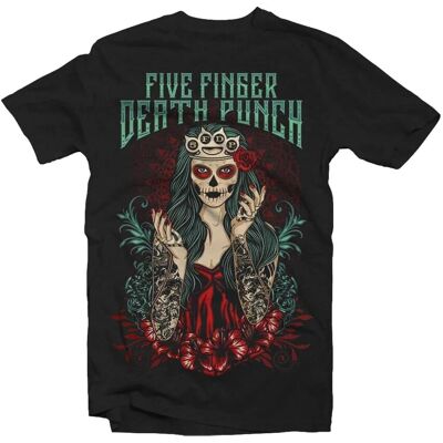 Five Finger Death Punch Lady Muerta Svart S T-Shirt Five Finger Death Punch Lady Muerta Svart S T-Shirt
