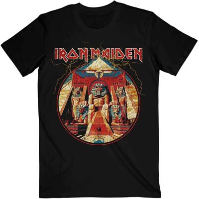 Iron Maiden Powerslave Lightning Circle T-shirt - Band Rock Metal Iron Maiden Powerslave Lightning Circle T-shirt - Band Rock Metal