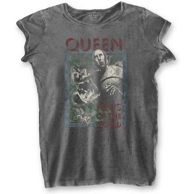 Queen News of the World Burn Out Grey T-shirt - Women Queen News of the World Burn Out Grey T-shirt - Women