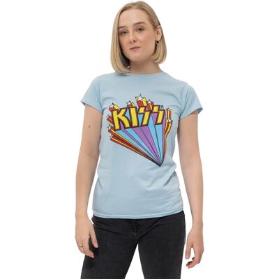 KISS Vintage Stars Logo Skinny T-Shirt Light Blue XXL - T-Shirt KISS Vintage Stars Logo Skinny T-Shirt Light Blue XXL - T-Shirt