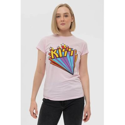 KISS Pink Stars Logo T-Shirt Large - Women KISS Pink Stars Logo T-Shirt Large - Women
