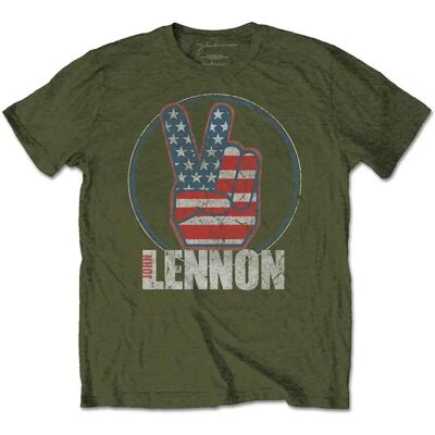 HeyRusty Unisex T-shirt John Lennon - Peace Fingers US Flag - T-Shirt HeyRusty Unisex T-shirt John Lennon - Peace Fingers US Flag - T-Shirt
