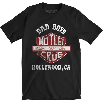 Motley Crue Bad Boys Shield Svart T-shirt - Rock Motley Crue Bad Boys Shield Svart T-shirt - Rock