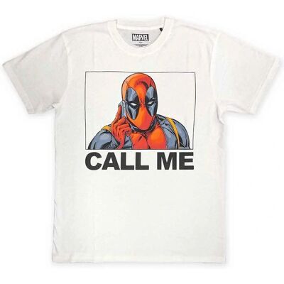 Marvel Deadpool Call Me Logo Vit T-Shirt Marvel Deadpool Call Me Logo Vit T-Shirt
