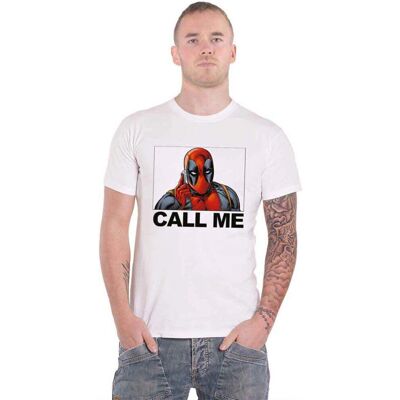 Marvel White Deadpool Call Me T-Shirt - Casual Apparel Marvel White Deadpool Call Me T-Shirt - Casual Apparel