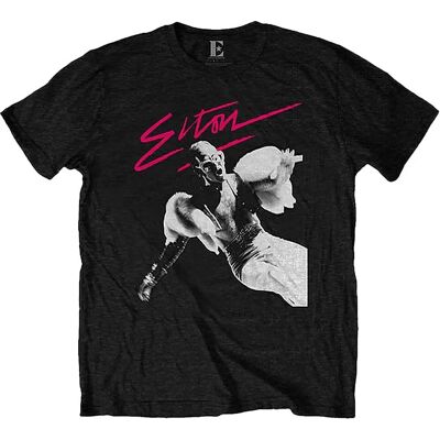 Elton John Pink Brush Black Large - T-shirt Elton John Pink Brush Black Large - T-shirt