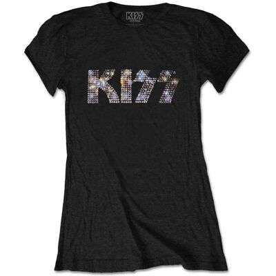 Kiss Model L Black Diamante Logo Fitted T-Shirt - T-Shirt Kiss Model L Black Diamante Logo Fitted T-Shirt - T-Shirt