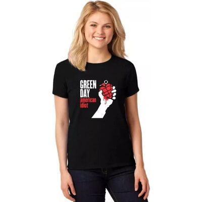 Green Day American Idiot Svart Fitted T-Shirt - T-Shirt Green Day American Idiot Svart Fitted T-Shirt - T-Shirt