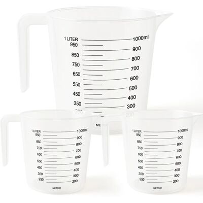 SOL - 3pk 1Litre - Plastic - Clear - Measuring Jug SOL - 3pk 1Litre - Plastic - Clear - Measuring Jug