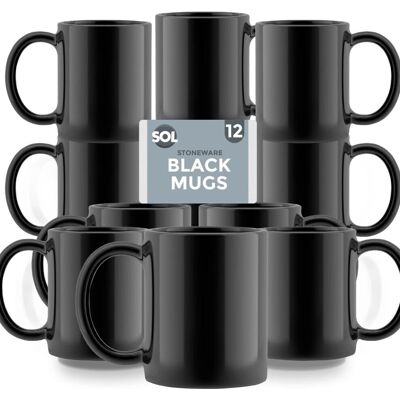 SOL - Black Mugs 12pc 11oz - Stoneware - 11oz - Mug SOL - Black Mugs 12pc 11oz - Stoneware - 11oz - Mug