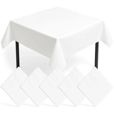 SOL - 90cm White Table Cloths - 5pk - Table Cover SOL - 90cm White Table Cloths - 5pk - Table Cover