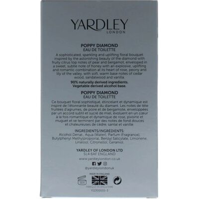 Yardley Poppy Diamond Rose Eau De Toilette - Women - 50ml - Fragrance Yardley Poppy Diamond Rose Eau De Toilette - Women - 50ml - Fragrance