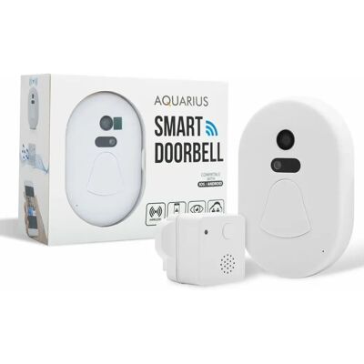 Aquarius White Wi-Fi Smart Camera Doorbell - Anti-theft, Night Vision Aquarius White Wi-Fi Smart Camera Doorbell - Anti-theft, Night Vision
