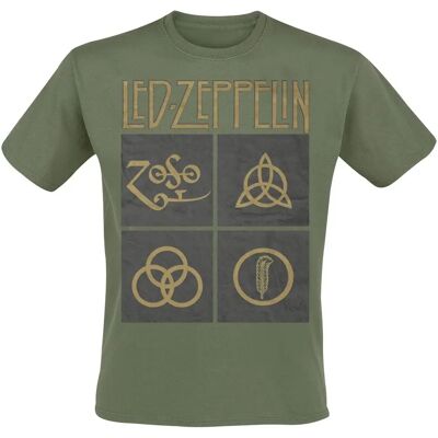 T-Shirt Led Zeppelin Symboles Dorés - Unisexe Coton Rock - Publicité T-Shirt Led Zeppelin Symboles Dorés - Unisexe Coton Rock - Publicité