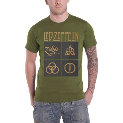 Led Zeppelin Grüne Symbole Unisex T-Shirt - Rock Led Zeppelin Grüne Symbole Unisex T-Shirt - Rock