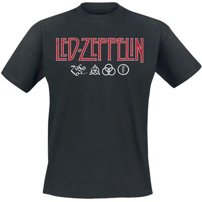 Led Zeppelin Logo ja Symbols Muotipaita - T-Paita Led Zeppelin Logo ja Symbols Muotipaita - T-Paita