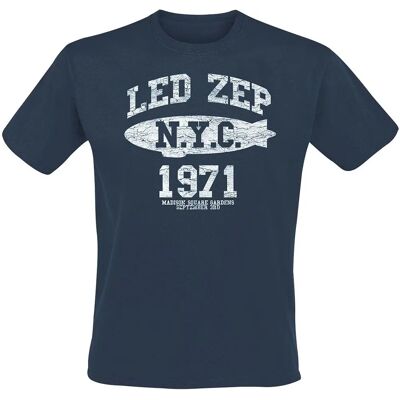 Led Zeppelin NYC 1971 T-Shirt Manches Courtes Bleu - T-Shirt - Publicité Led Zeppelin NYC 1971 T-Shirt Manches Courtes Bleu - T-Shirt - Publicité