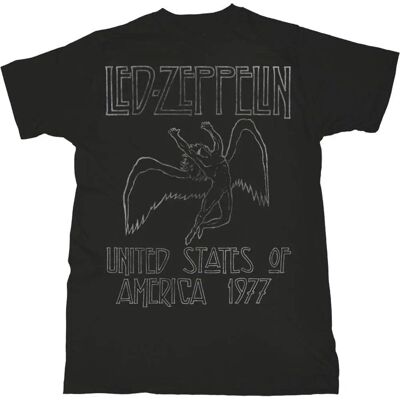 Led Zeppelin USA 77 S T Shirt - Unisex - Black Led Zeppelin USA 77 S T Shirt - Unisex - Black