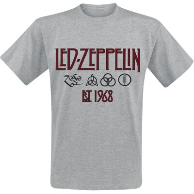 Led Zeppelin Symbole Est 68 Grau T-Shirt - Band Merch Led Zeppelin Symbole Est 68 Grau T-Shirt - Band Merch