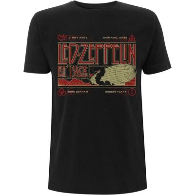 Led Zeppelin Zeppelin & Smoke Schwarzes T-Shirt - Kurze Ärmel Led Zeppelin Zeppelin & Smoke Schwarzes T-Shirt - Kurze Ärmel